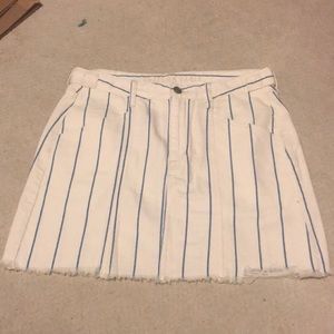 NWOT AE White Striped Jean Skirt